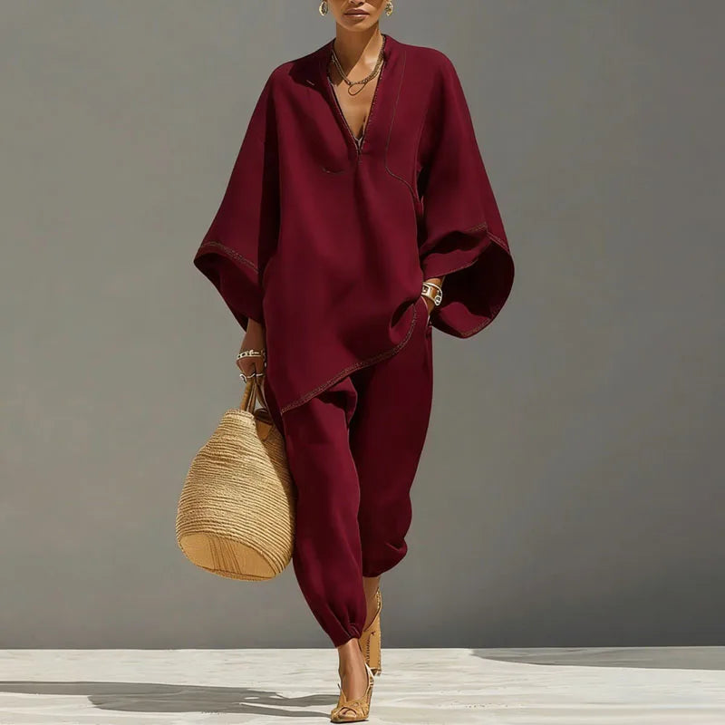 Cordella | Two-piece Linen Matching Set for Women with Pockets
