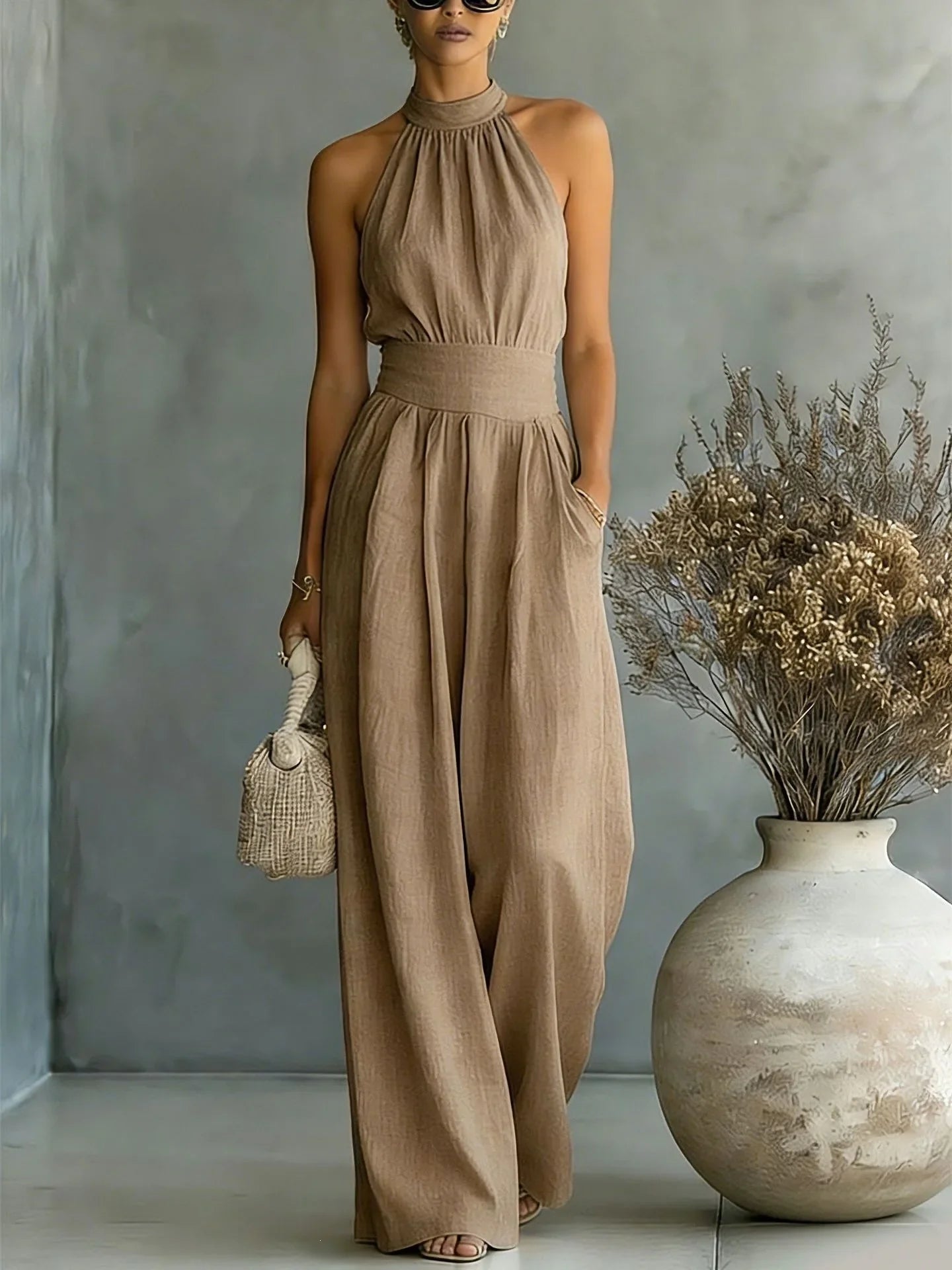 Madison | Halter Wide Leg Formal Jumpsuit for Women