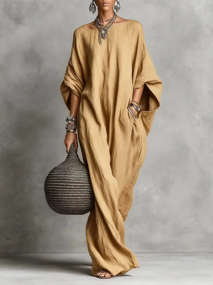 Ellis | Elegant Long Sleeve Flowy Maxi Dress for Summer Time