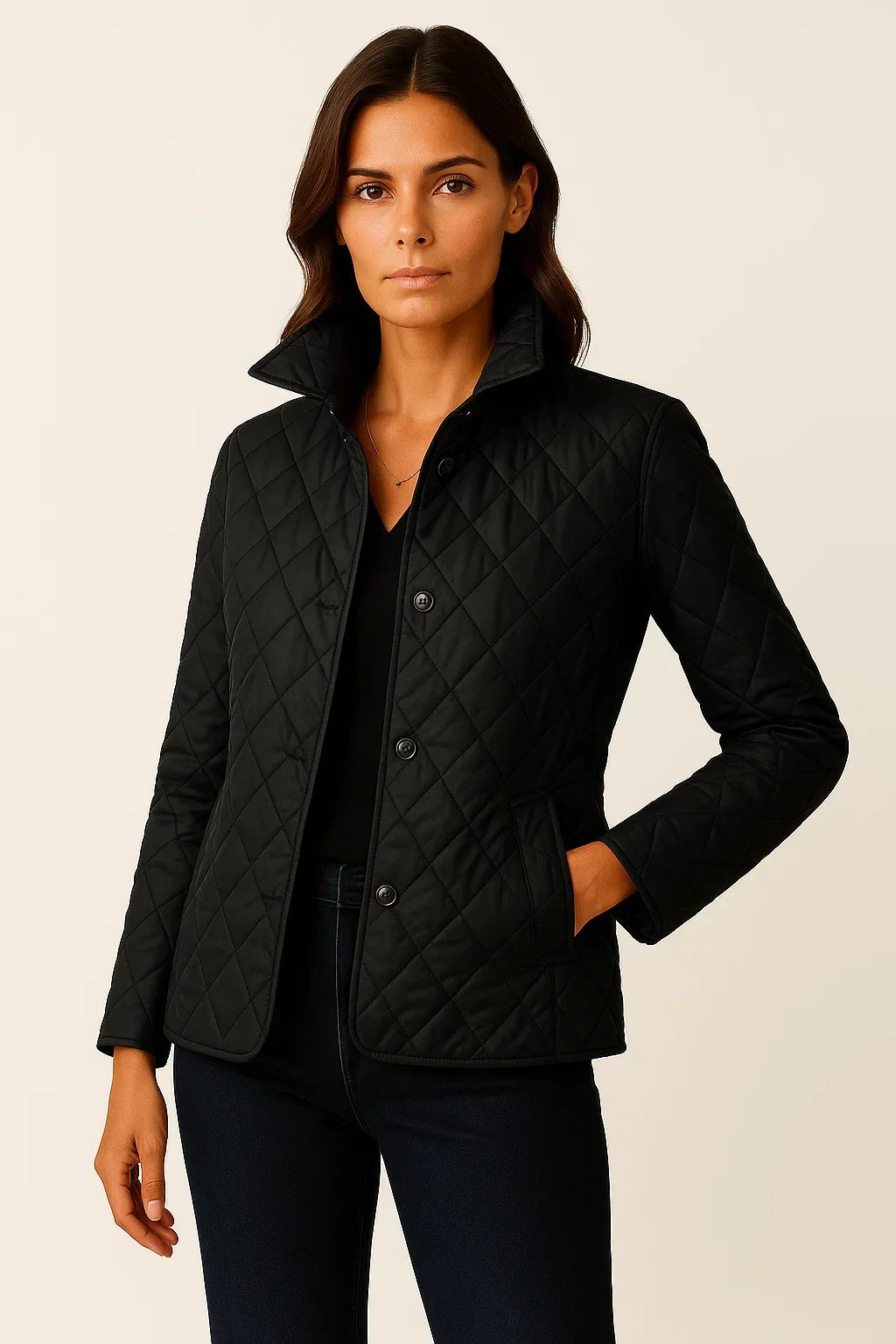 Anna | Chic Quilted Button-Front Jacket with Two Pockets