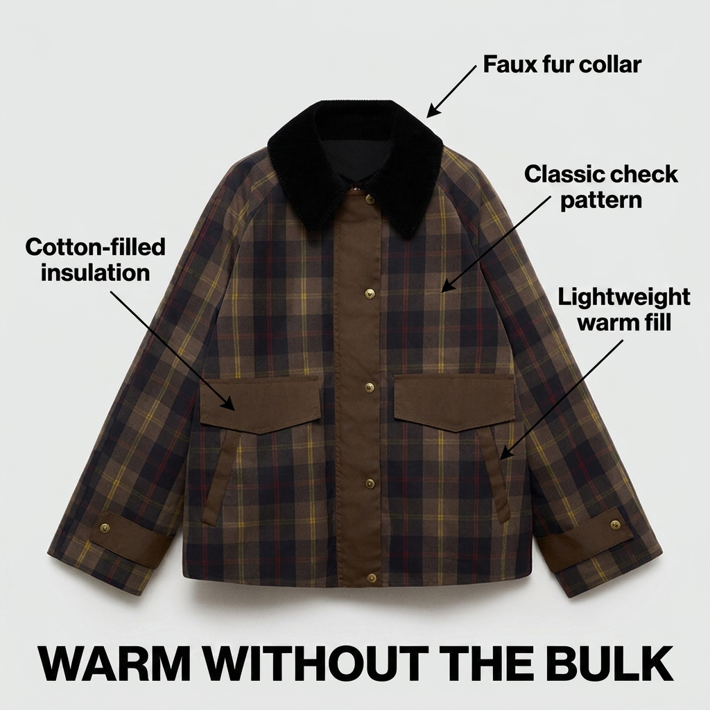 Leighton | Cozy Plaid Button-Down Faux Fur Jacket Coat with Pockets