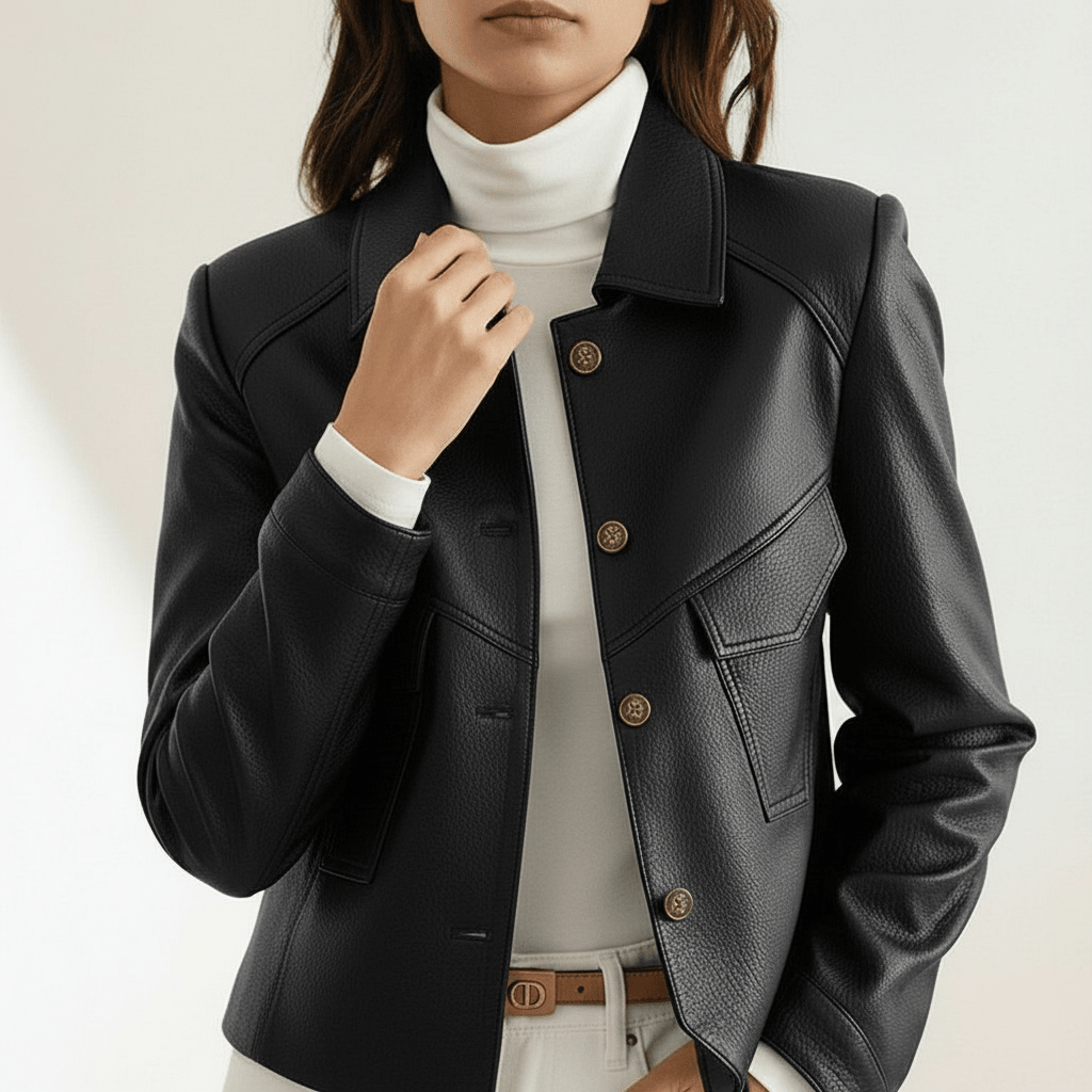 Gianna | Classic Stylish Leather Jacket with Slim Waistline and Matte Finish