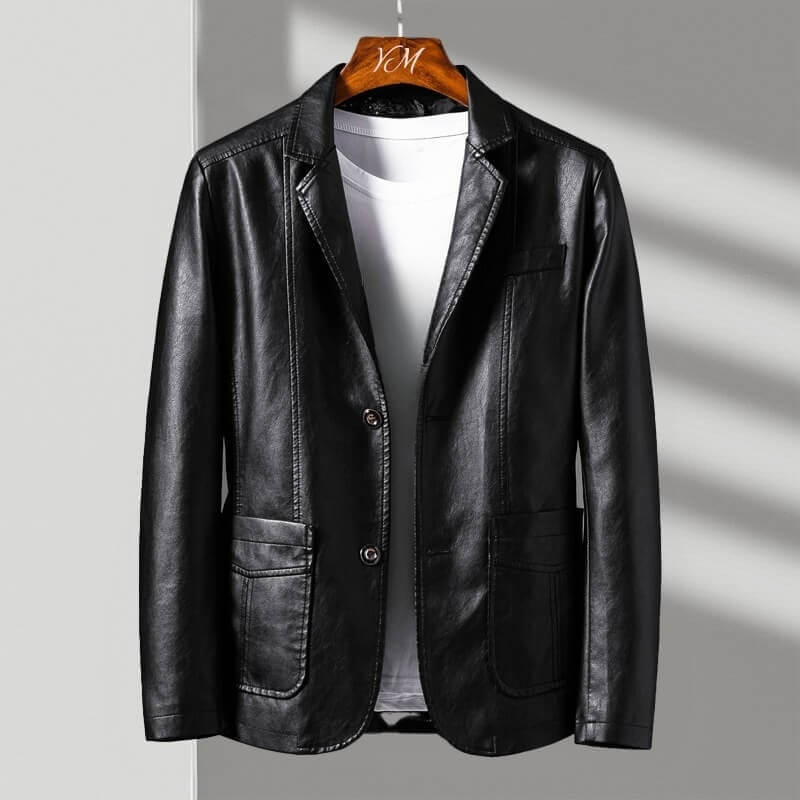 Alessandra | Tailored Italian Leather Jacket with Two-Button Front