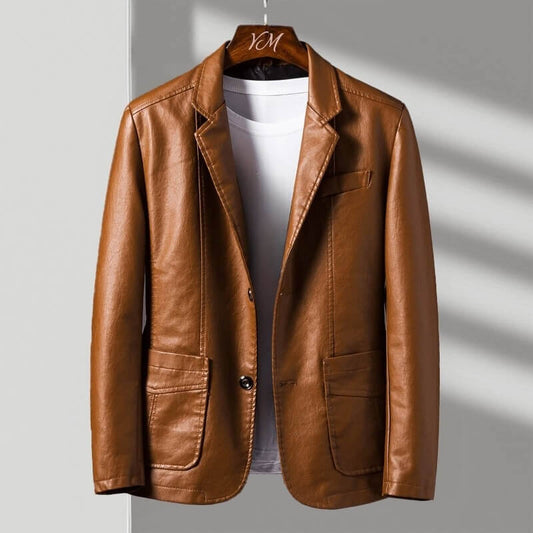 Alessandra | Tailored Italian Leather Jacket with Two-Button Front