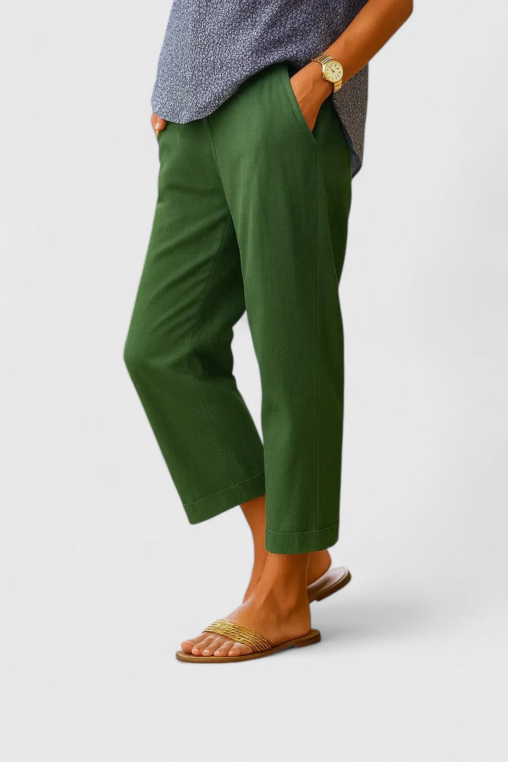 Lureen | Elegant Comfortable Straight Leg Cotton-Linen Pants