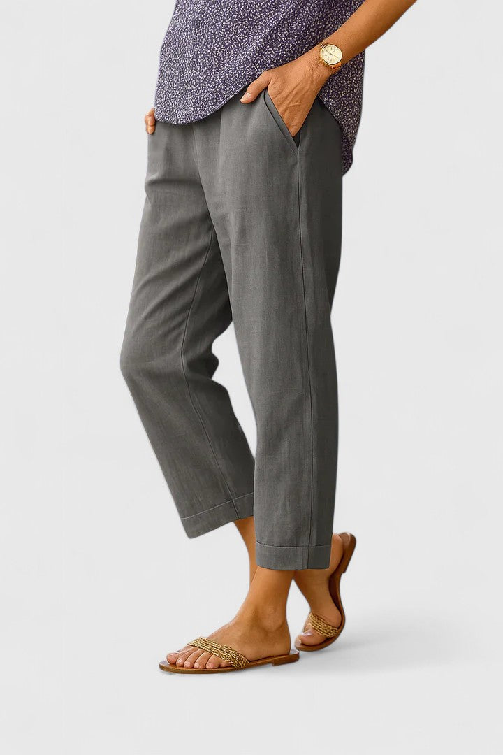 Lureen | Elegant Comfortable Straight Leg Cotton-Linen Pants