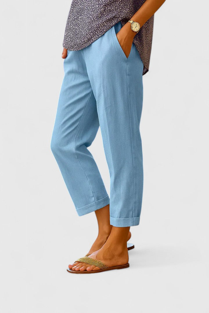 Lureen | Elegant Comfortable Straight Leg Cotton-Linen Pants