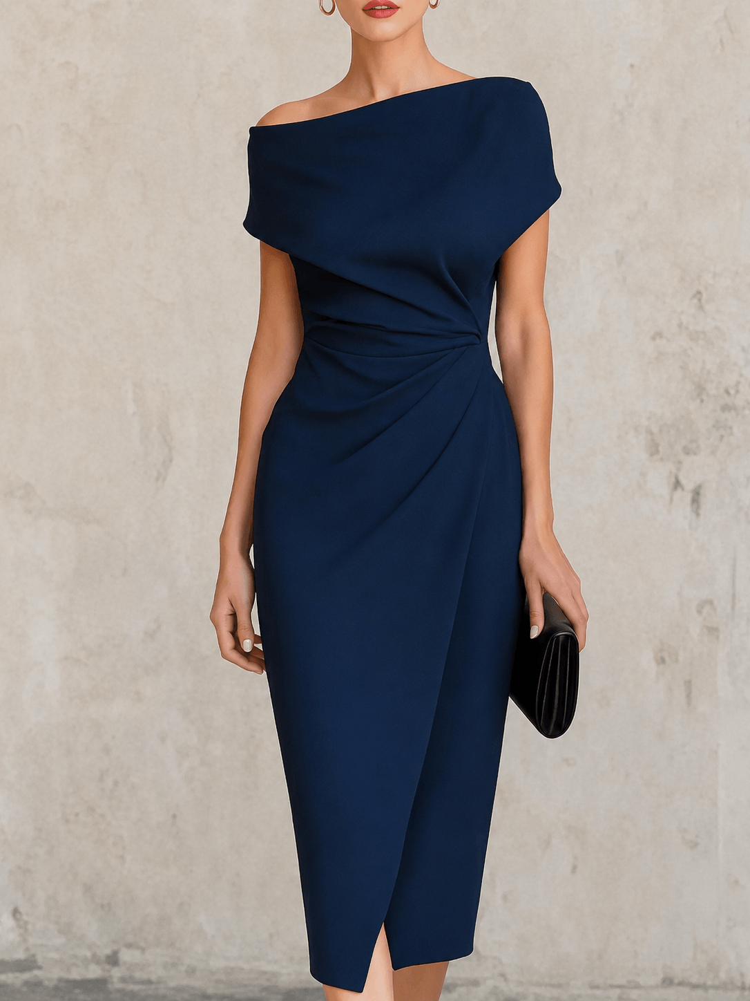 Megan | Pleated Slit Sleeveless Midi Dress for Parties