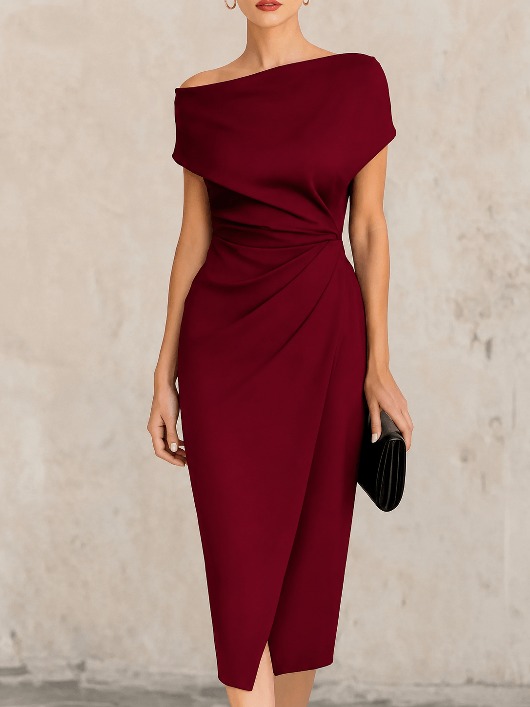 Megan | Pleated Slit Sleeveless Midi Dress for Parties