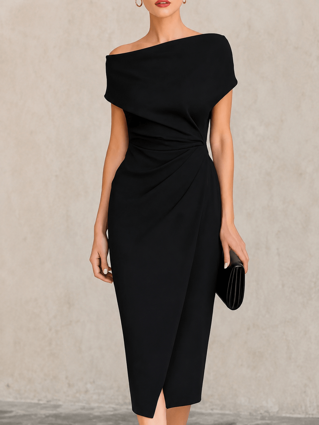 Megan | Pleated Slit Sleeveless Midi Dress for Parties