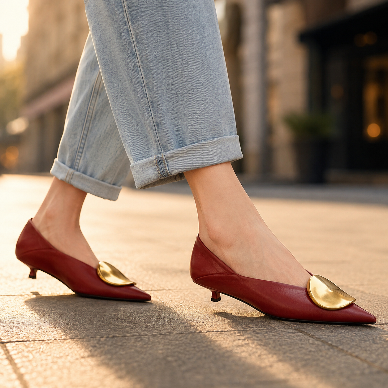 Cassidy | Comfortable Sleek Pointed Toe Low Kitten Heels For Everyday