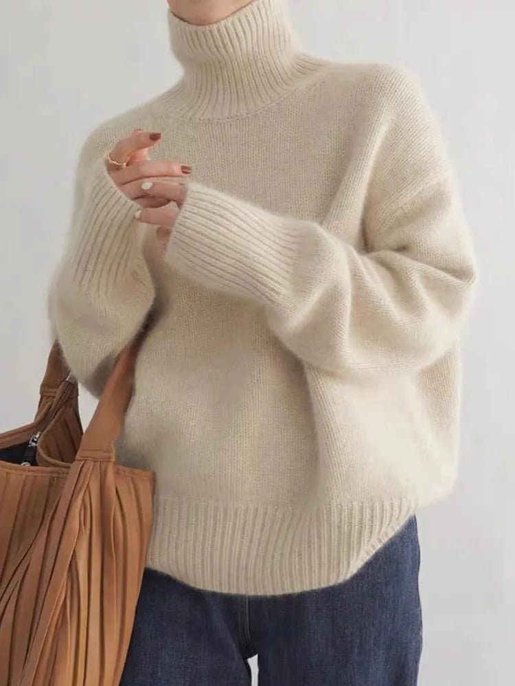 Dora | Plush Cashmere Like Turtleneck Sweater with Relaxed Fit