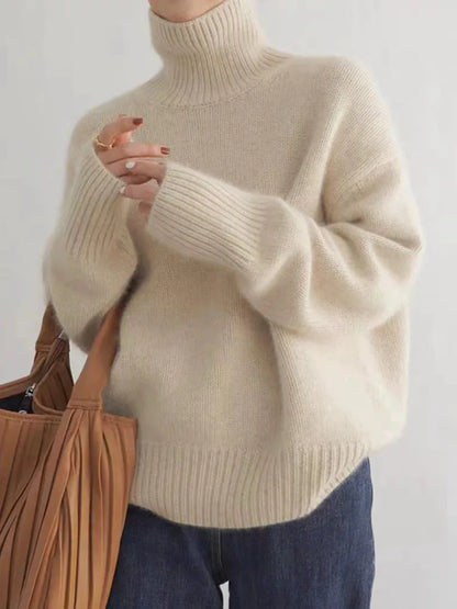 Dora | Plush Cashmere Like Turtleneck Sweater with Relaxed Fit