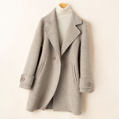 Lynette | Minimalist Wool-Look Coat with Notched Lapels