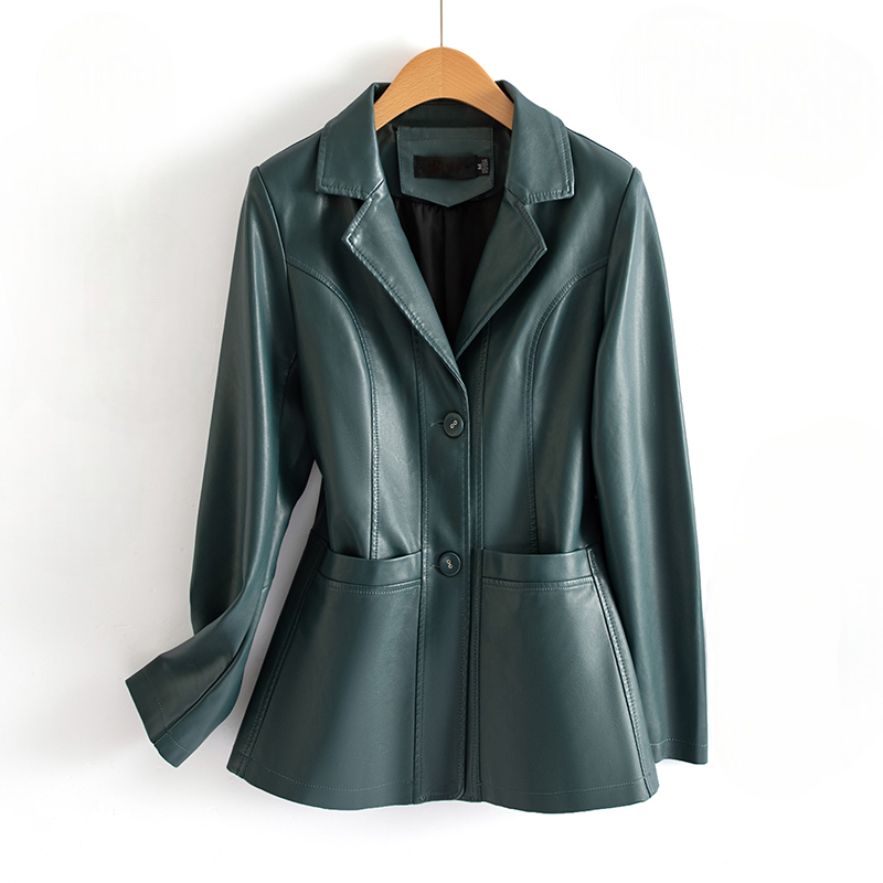 Bellatrix | Tailored Faux Leather Jacket with Two-Button Front