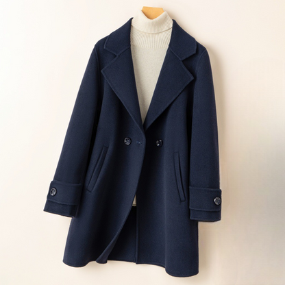 Lynette | Minimalist Wool-Look Coat with Notched Lapels