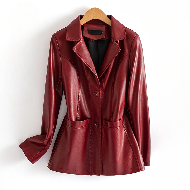 Bellatrix | Tailored Faux Leather Jacket with Two-Button Front
