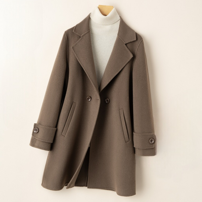 Lynette | Minimalist Wool-Look Coat with Notched Lapels