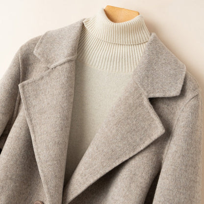 Lynette | Minimalist Wool-Look Coat with Notched Lapels