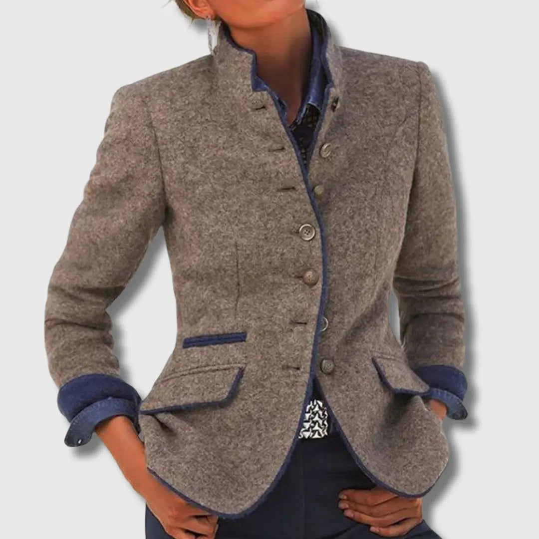 Bianca | Refined Wool Blazer with Contrast Trim and Button Front