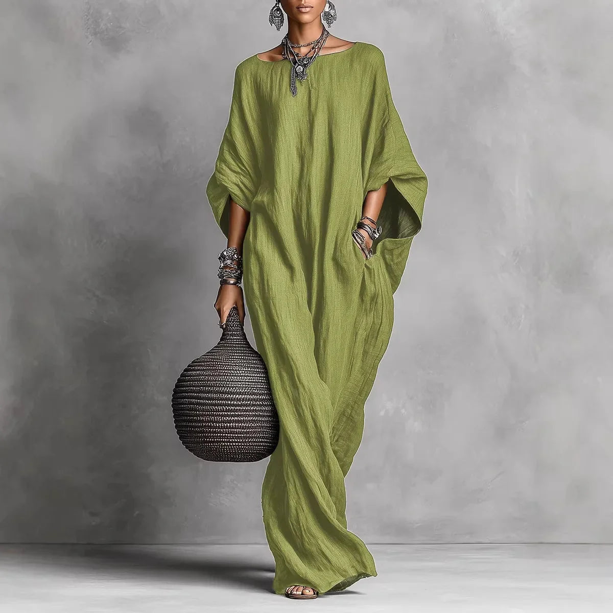 Ellis | Elegant Long Sleeve Flowy Maxi Dress for Summer Time