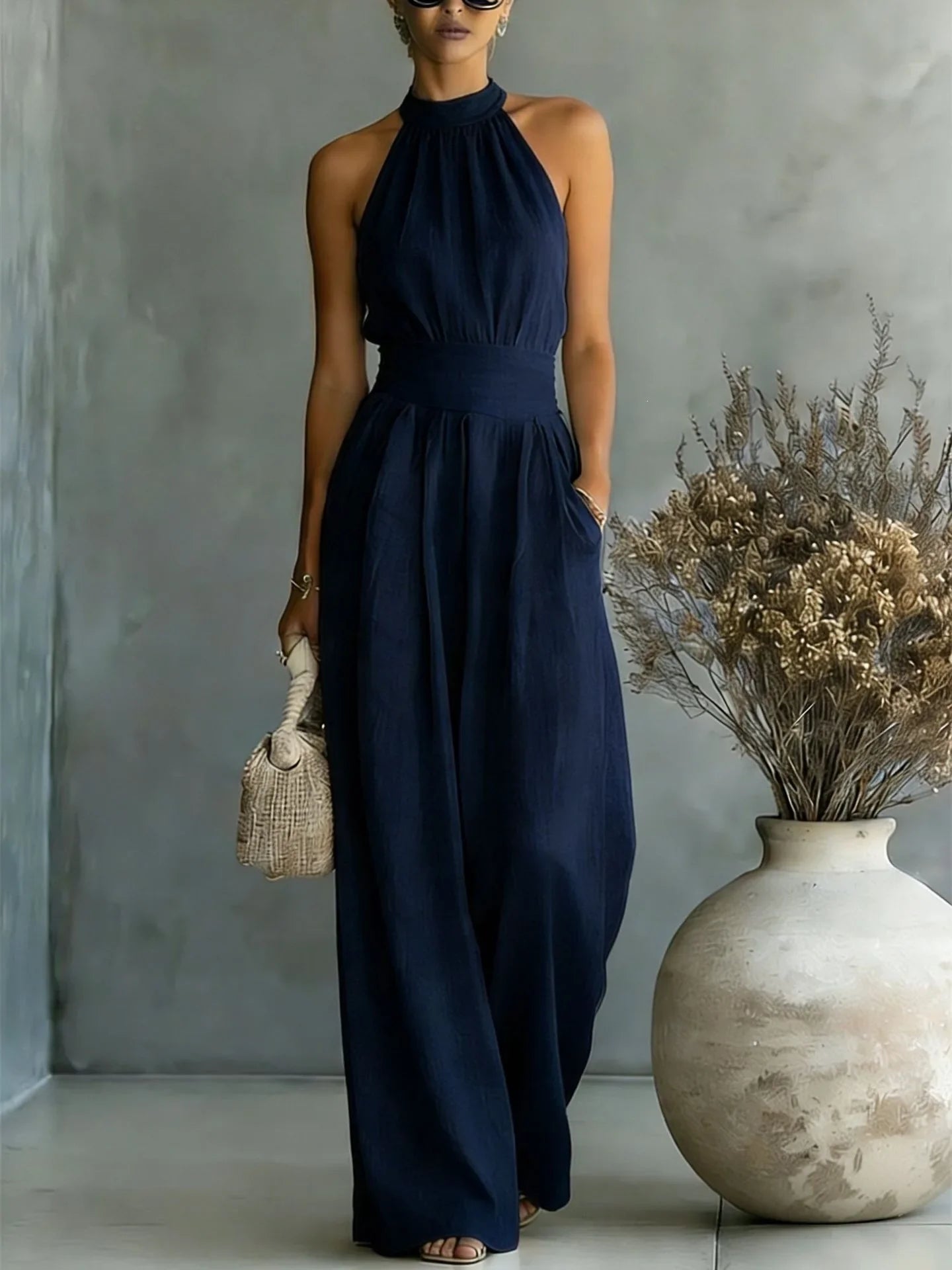 Madison | Halter Wide Leg Formal Jumpsuit for Women