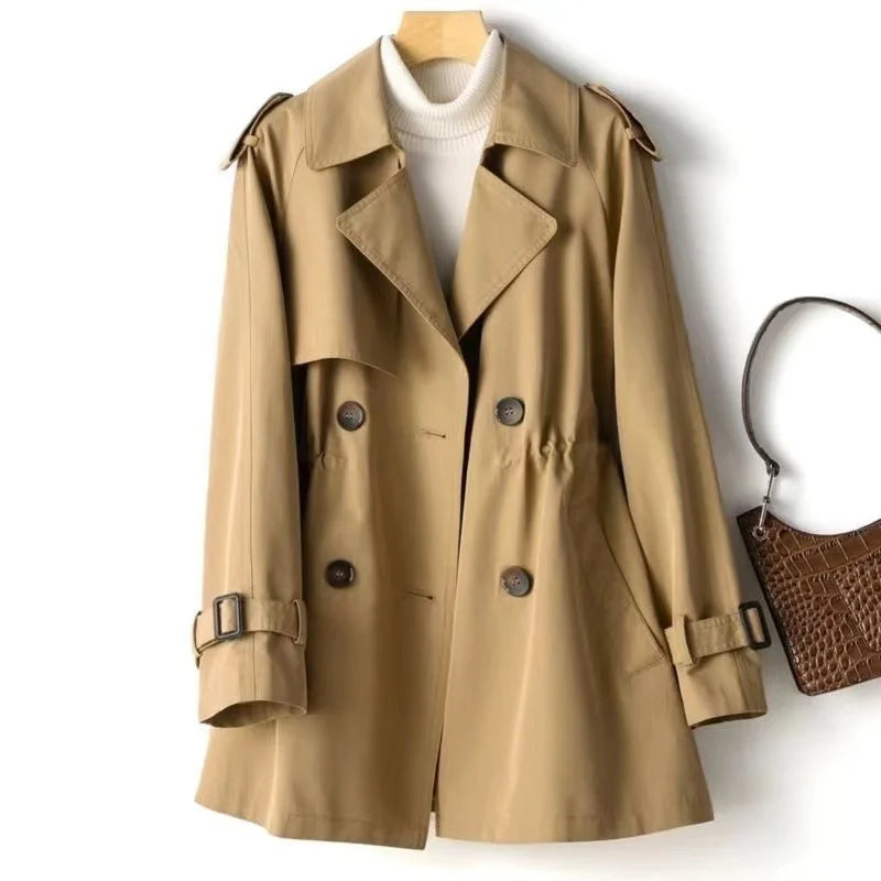 Everly | Clean Mid-Length Trench Coat with Notched Lapels