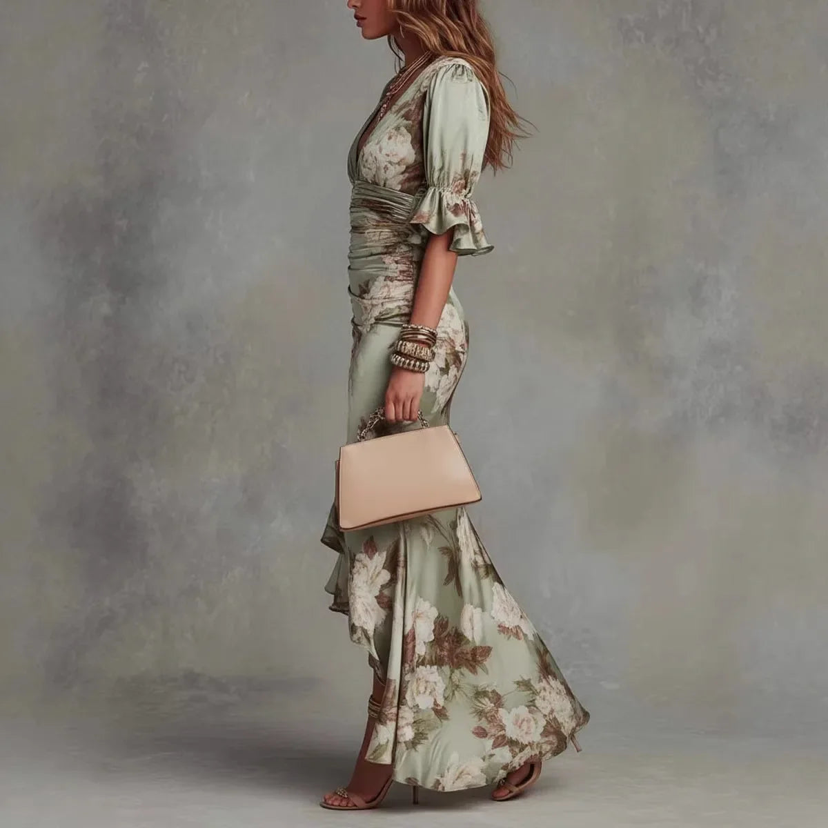 Shelby | Elegant V-Neck Maxi Wedding Guest Dress for Women