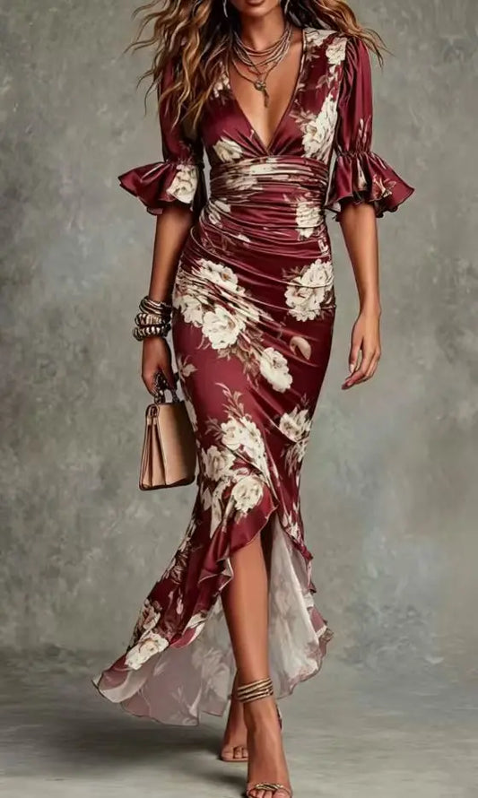 Shelby | Elegant V-Neck Maxi Wedding Guest Dress for Women