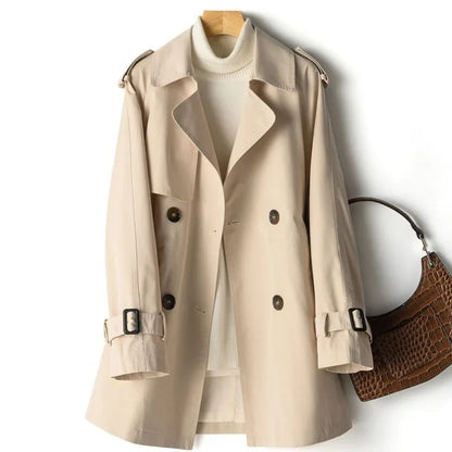 Everly | Clean Mid-Length Trench Coat with Notched Lapels