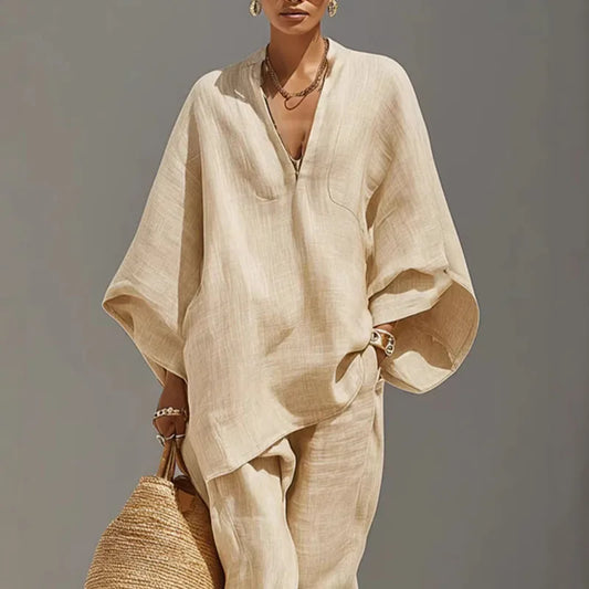 Cordella | Two-piece Linen Matching Set for Women with Pockets