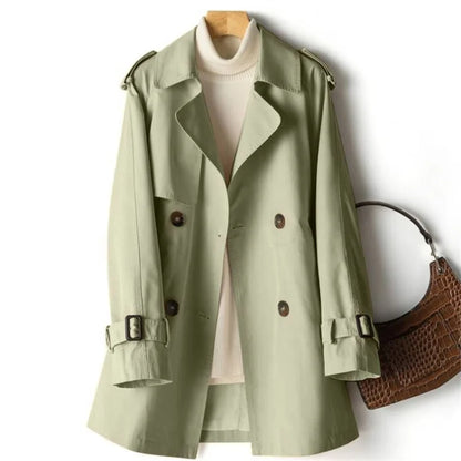 Everly | Clean Mid-Length Trench Coat with Notched Lapels