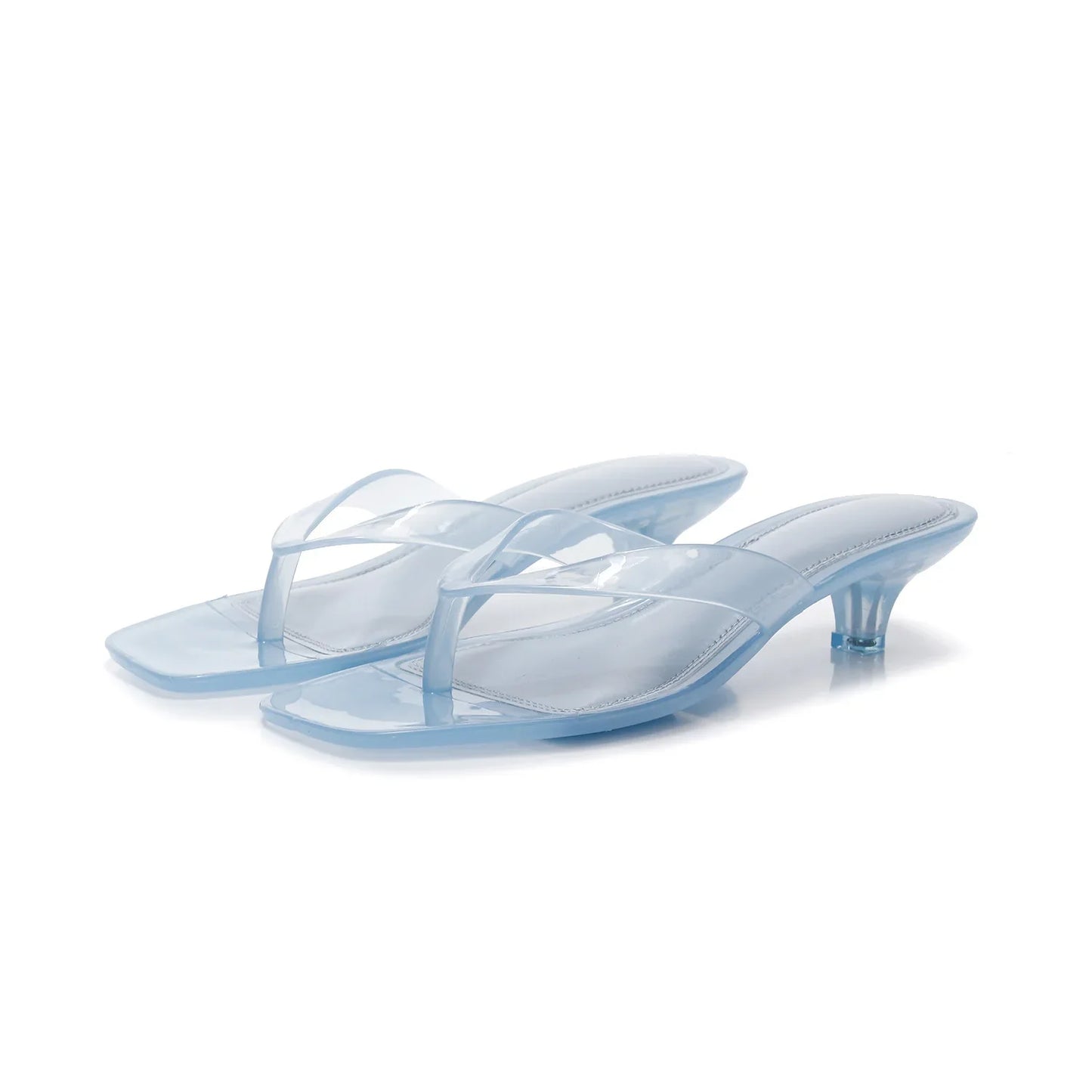 Gemma | Sleek Comfy Open Toe Sandals with Clear Straps and Kitten Heel