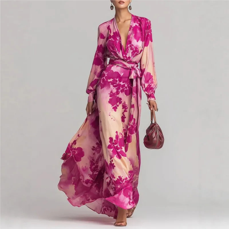 Celeste | Floral Chiffon Extra Comfy Maxi Dress for Women