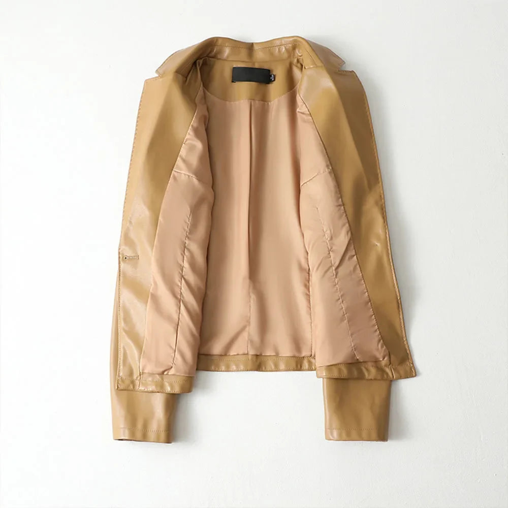 Vera | Refined Faux Leather Blazer with Single Button Front