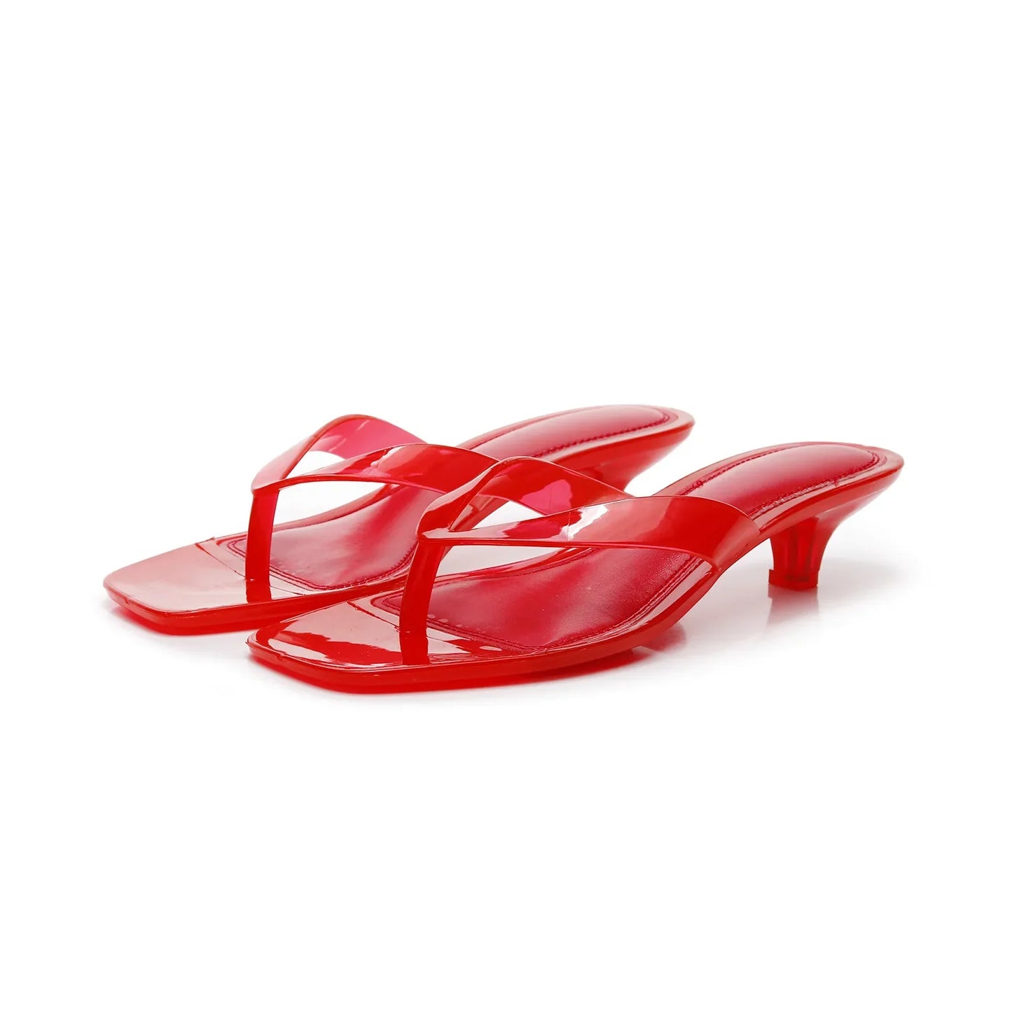 Gemma | Sleek Comfy Open Toe Sandals with Clear Straps and Kitten Heel