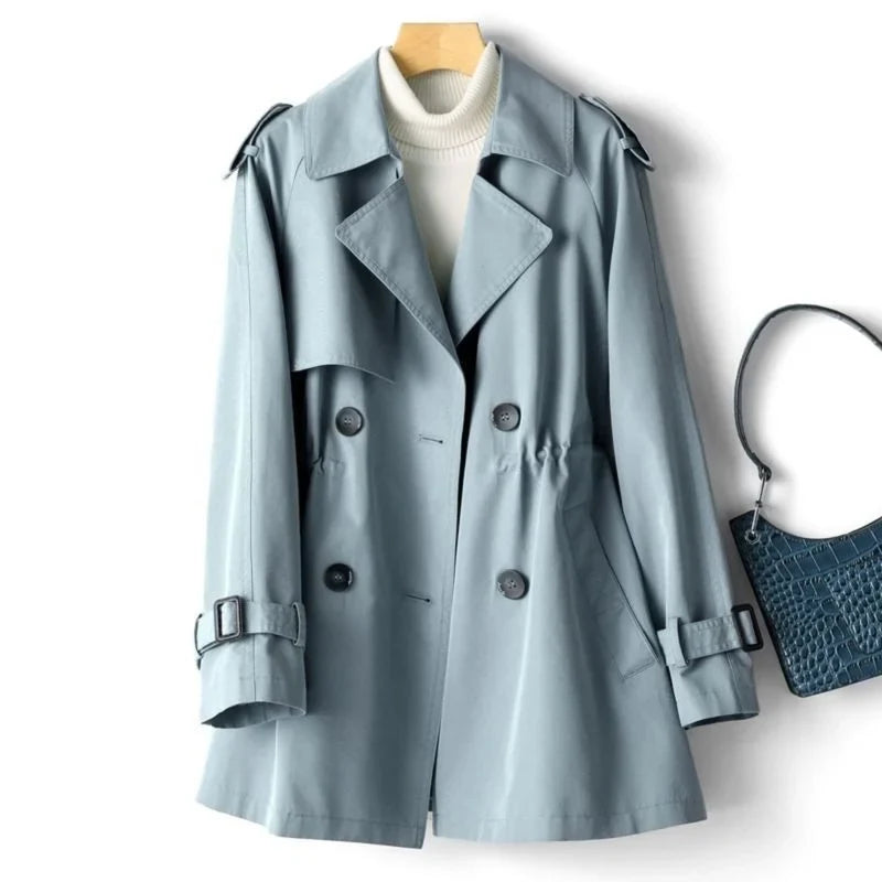 Everly | Clean Mid-Length Trench Coat with Notched Lapels