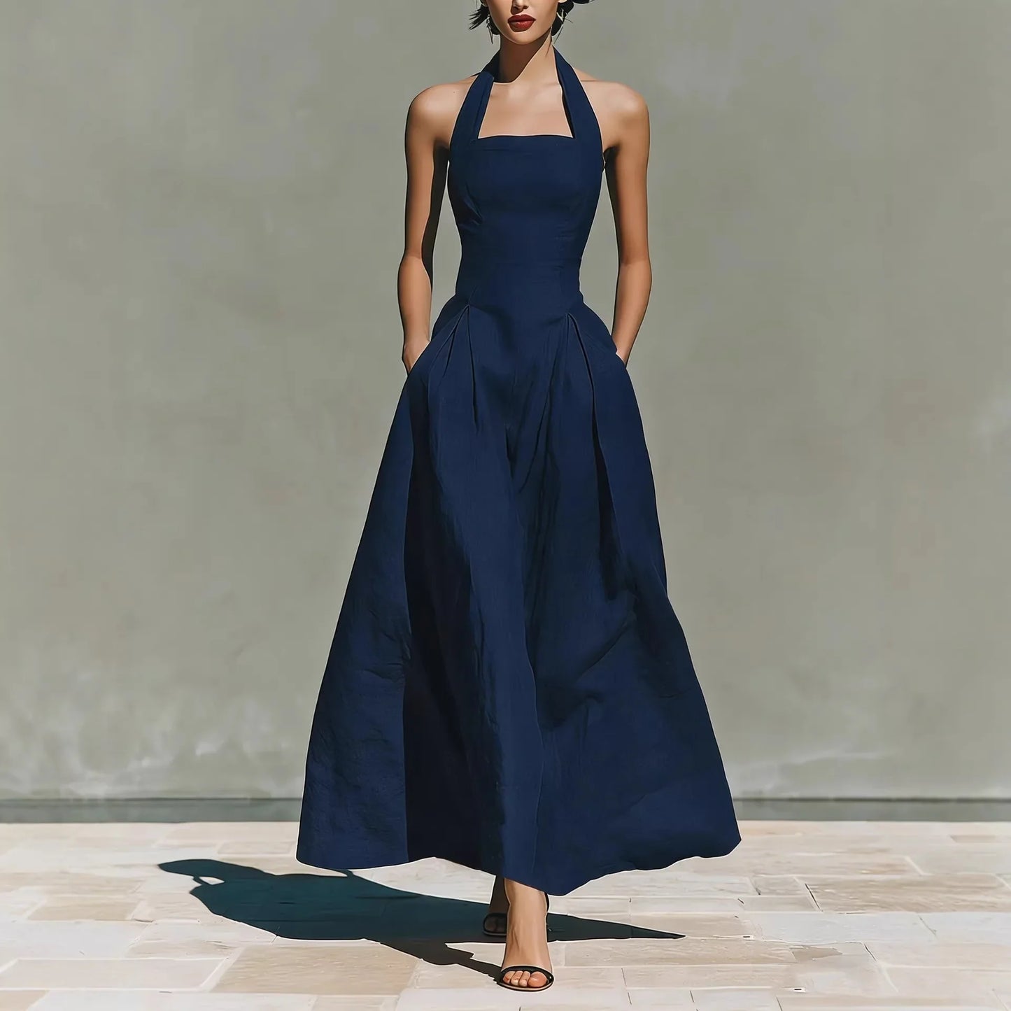 Monroe | Elegant Flowy Sleeveless Halter Maxi Dress for Summer