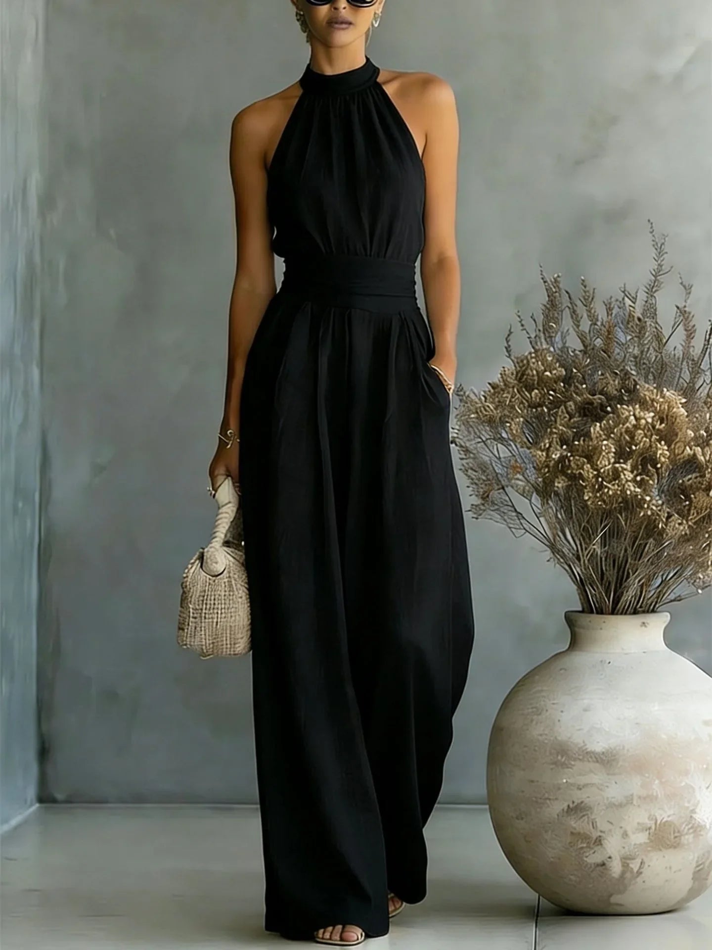 Madison | Halter Wide Leg Formal Jumpsuit for Women