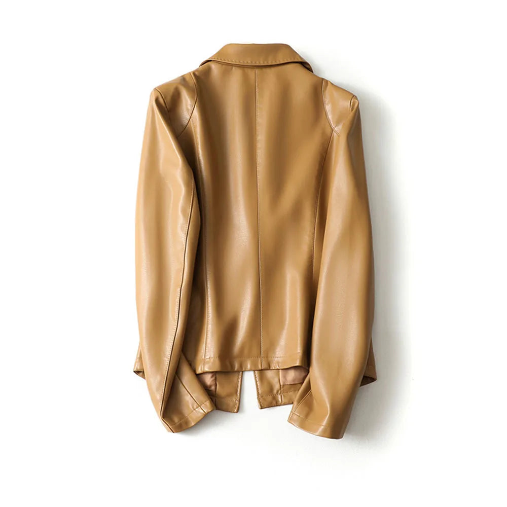 Vera | Refined Faux Leather Blazer with Single Button Front