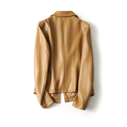 Vera | Refined Faux Leather Blazer with Single Button Front