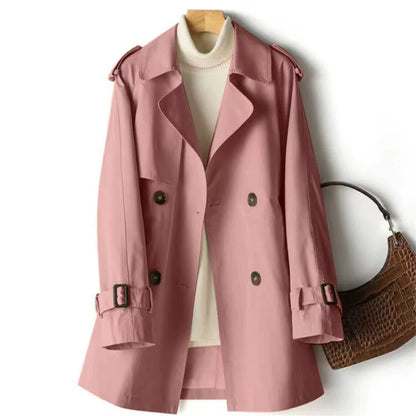 Everly | Clean Mid-Length Trench Coat with Notched Lapels
