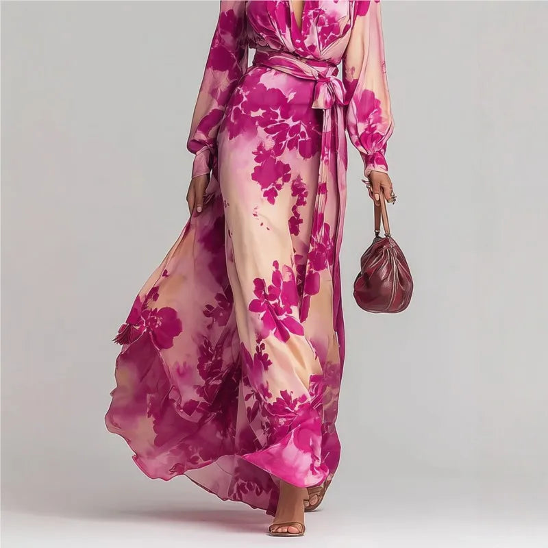 Celeste | Floral Chiffon Extra Comfy Maxi Dress for Women