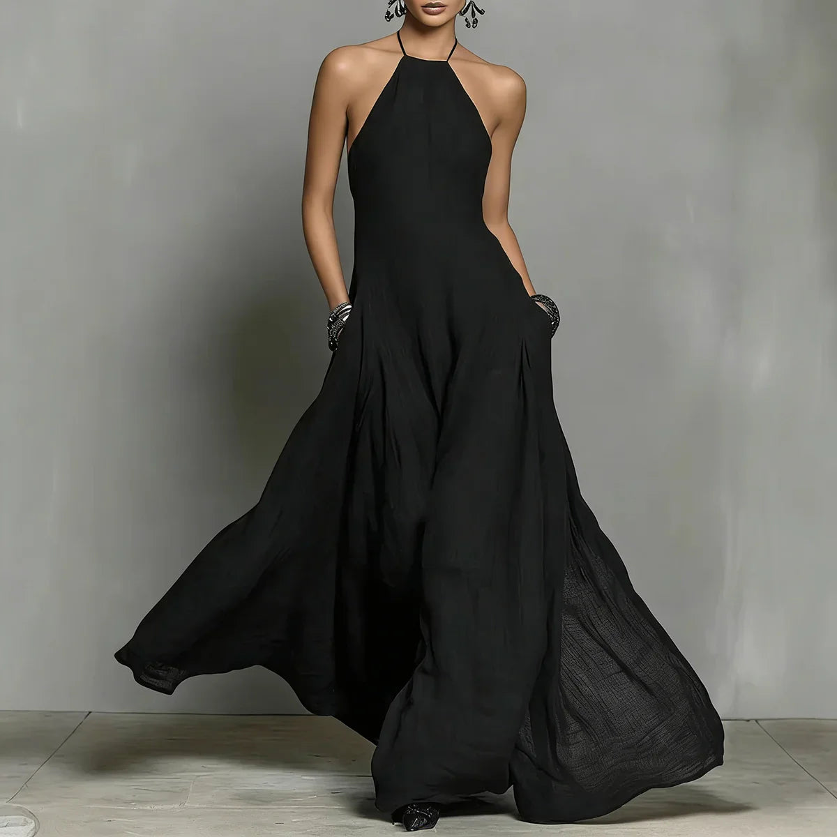 Lucia | Women's Elegant Sleeveless Halter Party Maxi Dress