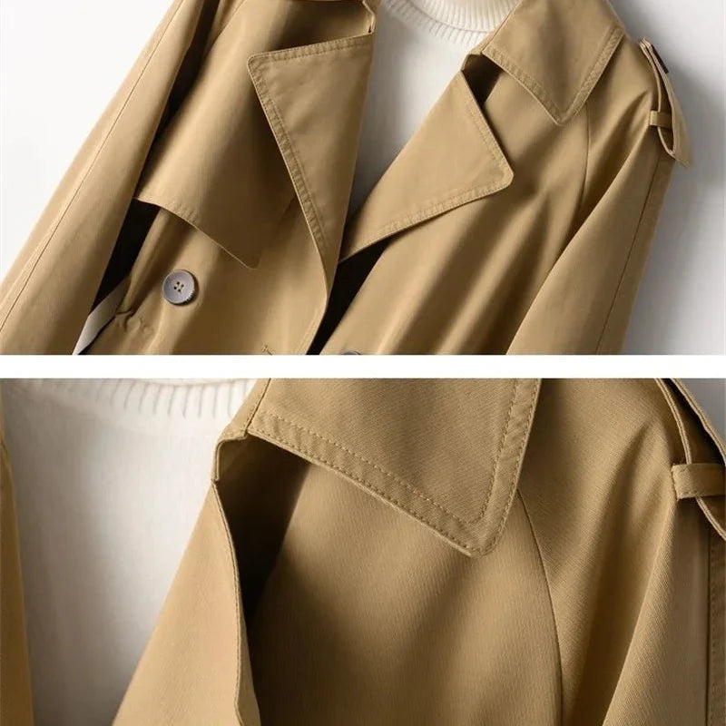 Everly | Clean Mid-Length Trench Coat with Notched Lapels