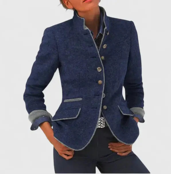 Bianca | Refined Wool Blazer with Contrast Trim and Button Front