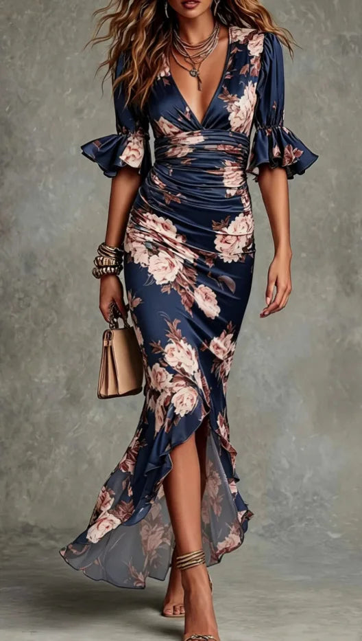 Shelby | Elegant V-Neck Maxi Wedding Guest Dress for Women