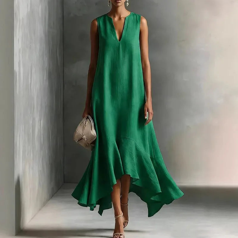 Andrea | V Neck Flowy Elegant Boho Sundress for Special Occasions