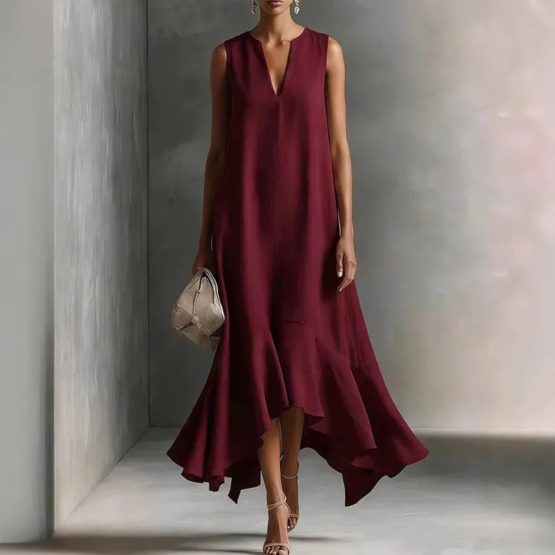 Andrea | V Neck Flowy Elegant Boho Sundress for Special Occasions