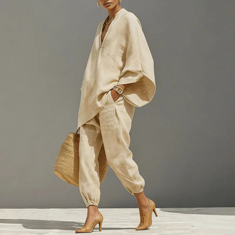Cordella | Two-piece Linen Matching Set for Women with Pockets